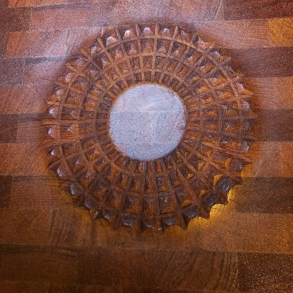 Vintage Digsmed Denmark Teak Serving Tray 1964 Carved Sunburst MCM Butcher Block